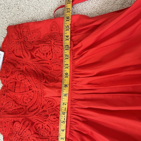 Self Portrait NWT Red Macrame Lace Mini Dress Sz 4 MSRP $465 - Picture 8 of 9